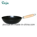 Utensilios de cocina Mini Wok antiadherente de acero al carbono con mango de madera